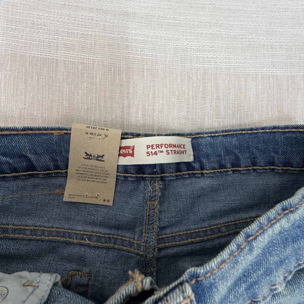 New Levis 514 Straight Regular Fit Jeans Boys Sz 16 28x30 Adjust Waist Denim NWT - Picture 6 of 8